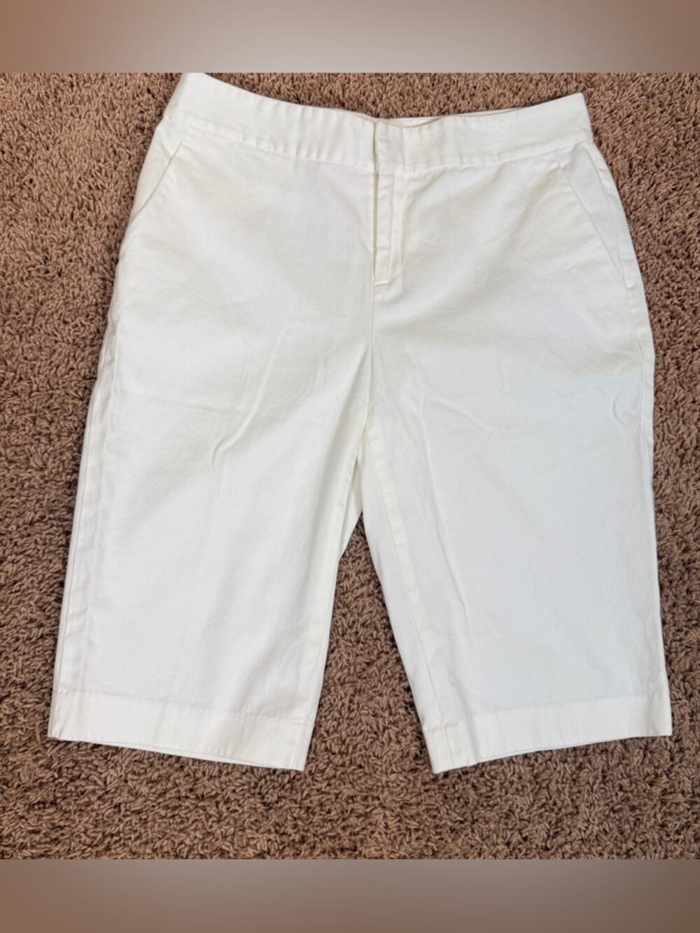 Ralph Lauren Women's White Bermuda Shorts Size 4 100% Cotton Beach Coastal